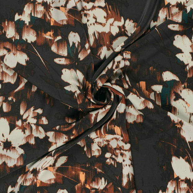 Satin Duchesse fabric Dark Green printed 