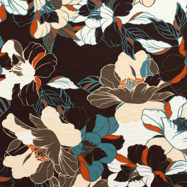 Viscose Nylon Crepe fabric Dark Brown 