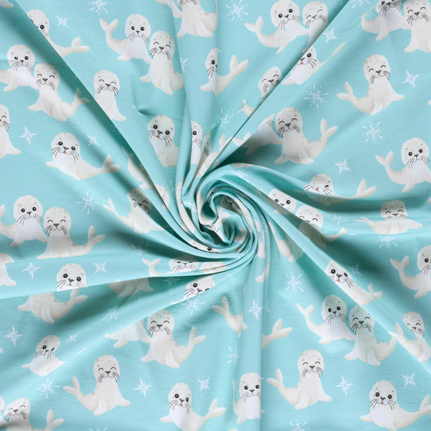  fabric Aqua digital printed 