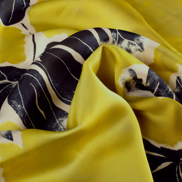 Satin Duchesse fabric Flowers Light Yellow