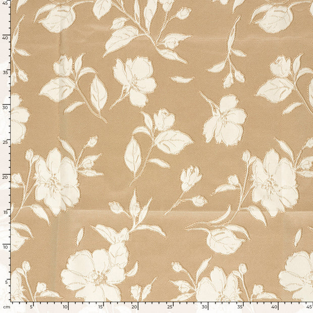 Geweben Polyester fabrik Blumen Beige