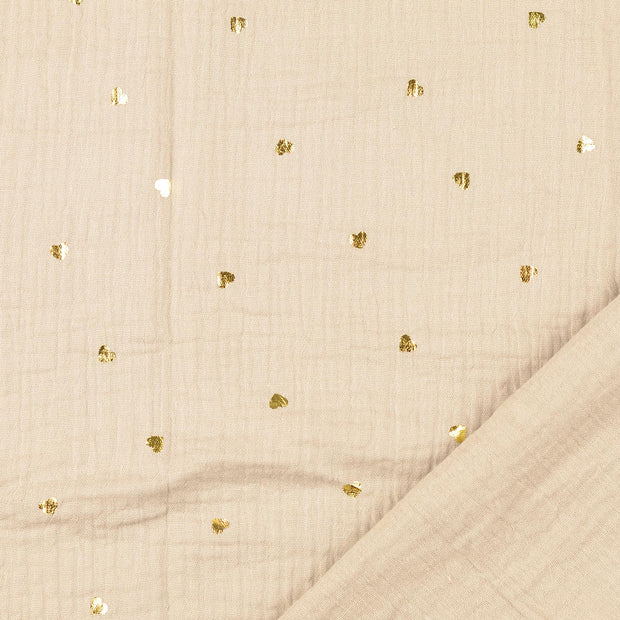 Muslin fabric Hearts printed 
