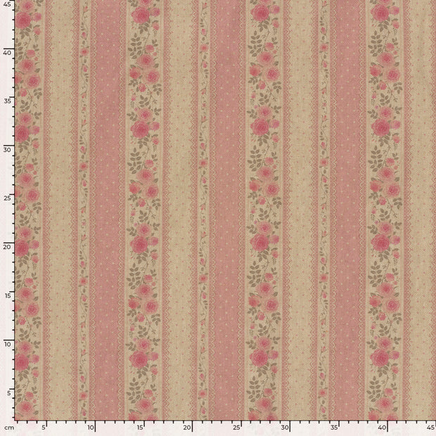Linen Look fabric Roses Light Pink