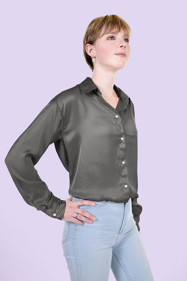 Satin fabric Unicolour Grey