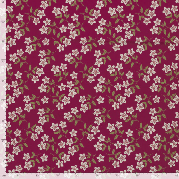 Jersey fabrik Blumen Weinrot