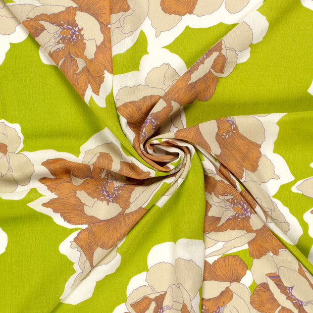 Borken Crepe fabric Lime Green printed 