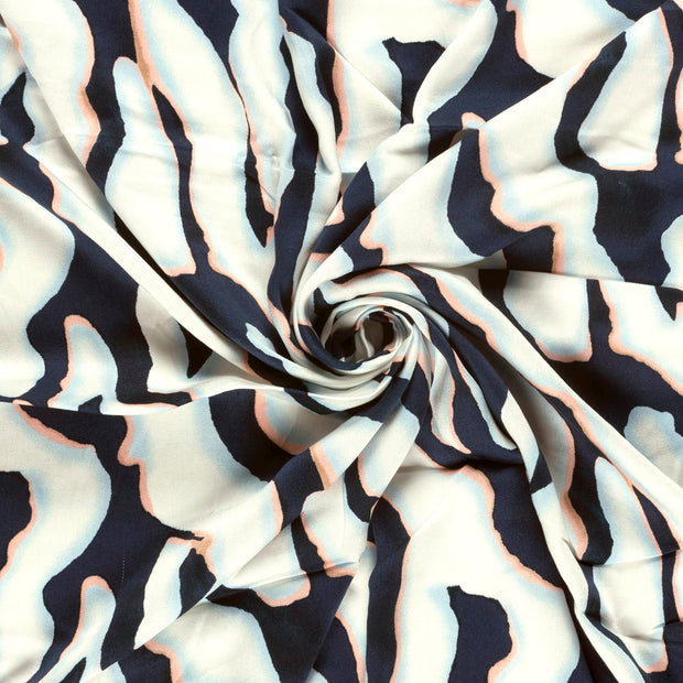 Viscose Satin fabric Navy printed 