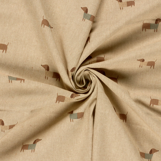 Linen Look fabric Beige digital printed 