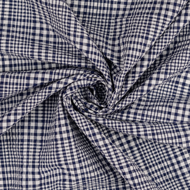 Seersucker fabric Navy yarn dyed 