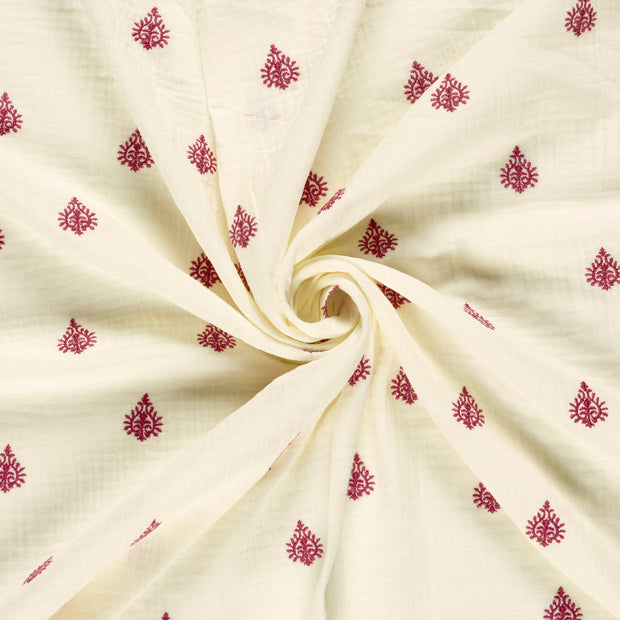 Muslin fabric Off White embroidered 