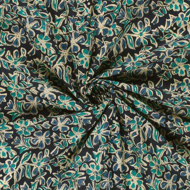 Voile fabric Indigo printed 