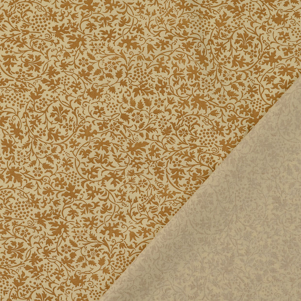 Cotton Poplin fabric Beige printed 