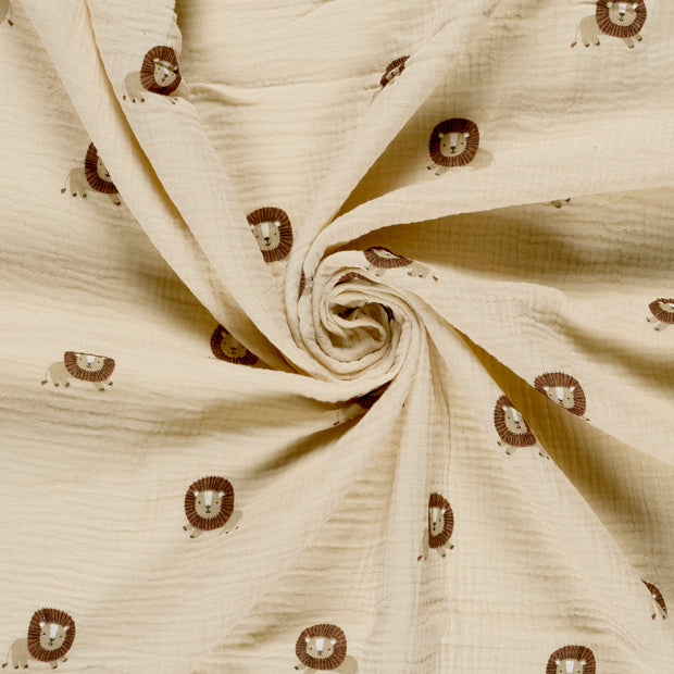 Muslin fabric Beige printed 