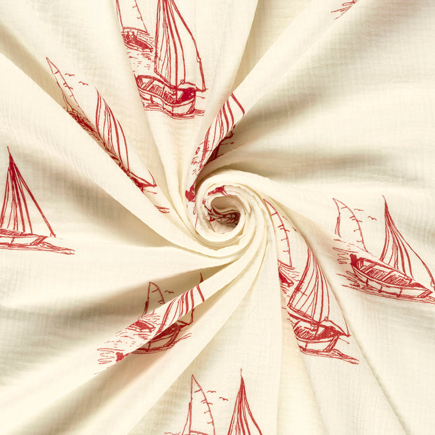 Muslin fabric Red printed 