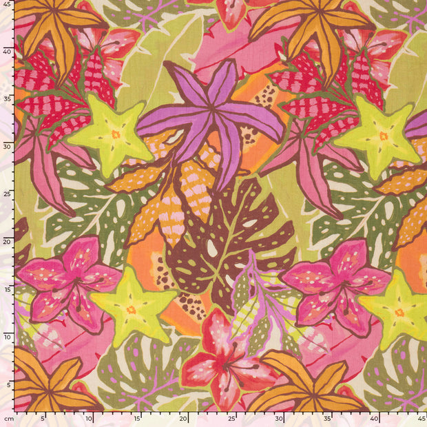 Viskose fabrik Blumen Fuchsia