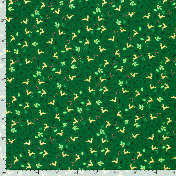 Cotton Poplin fabric Deer Green