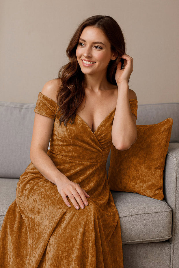 Velours fabric Unicolour Camel