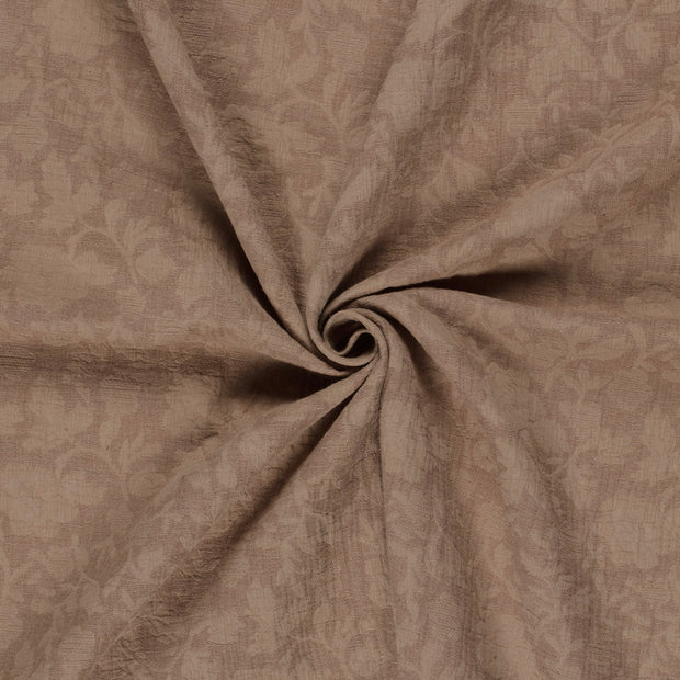 Woven Cotton Linen fabric Taupe Grey embroidered 