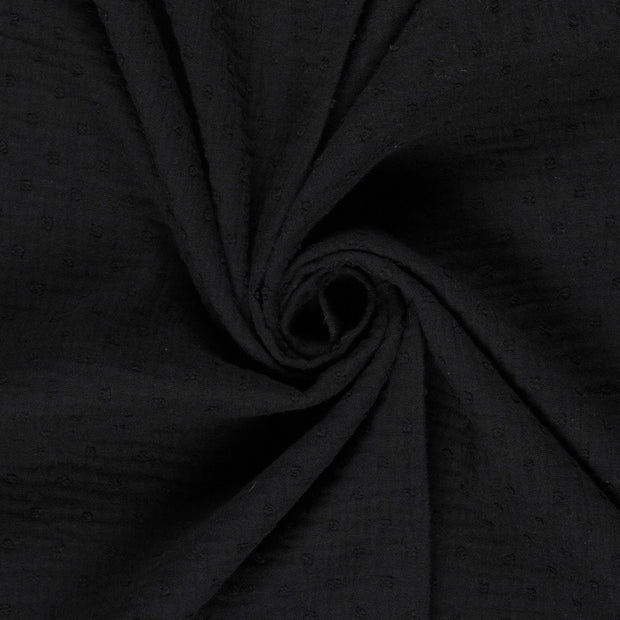 Muslin fabric Dots Black