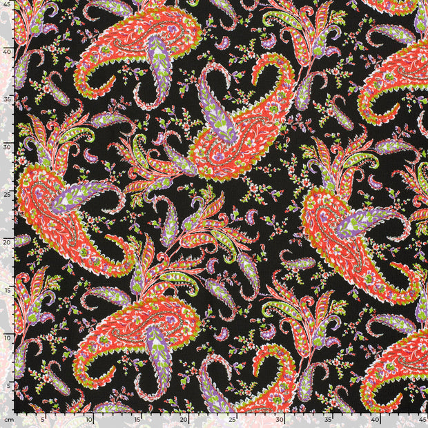 Polyester Bubble fabrik Paisley Schwarz