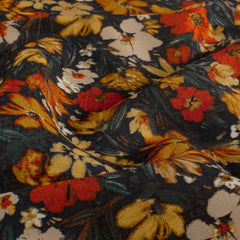 Viscose Nylon Ottoman printed Flowers Brique