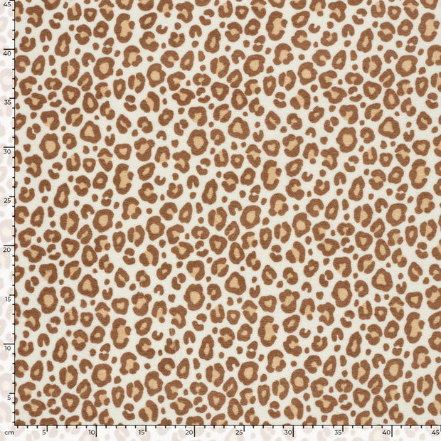 Stretch terry fabric Leopards Off White
