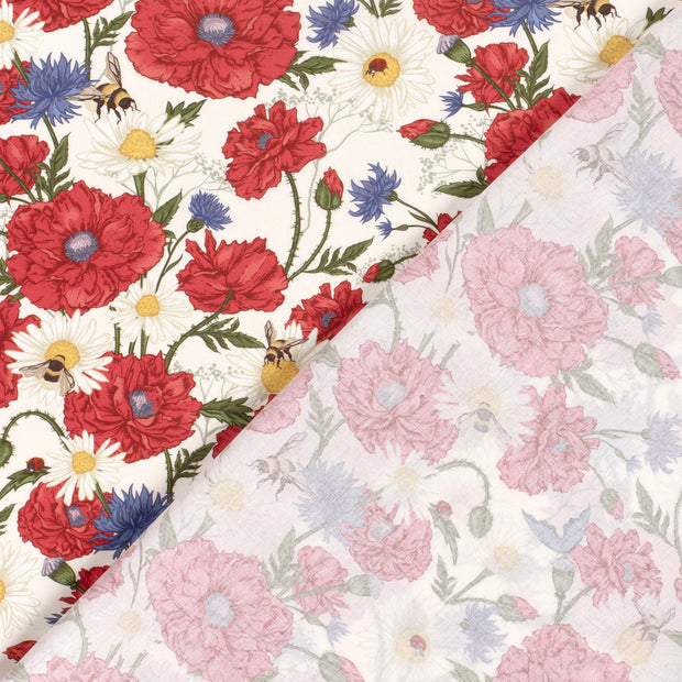 Cotton Poplin fabric Flowers digital printed 