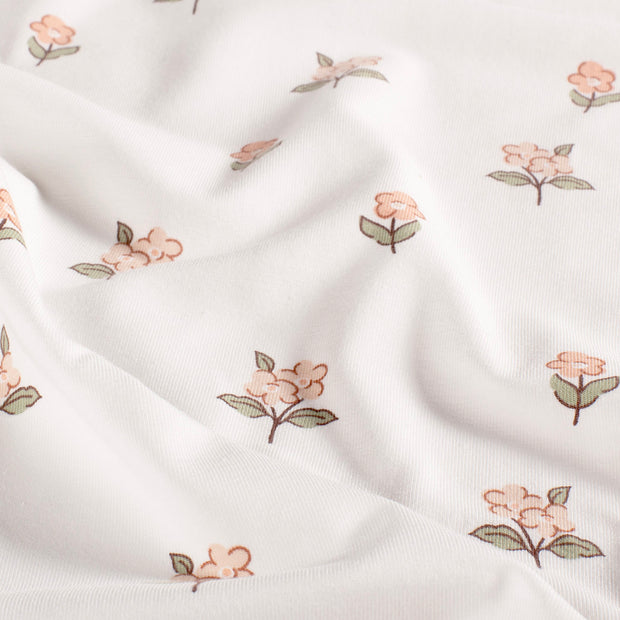 Jersey fabric Flowers Off White
