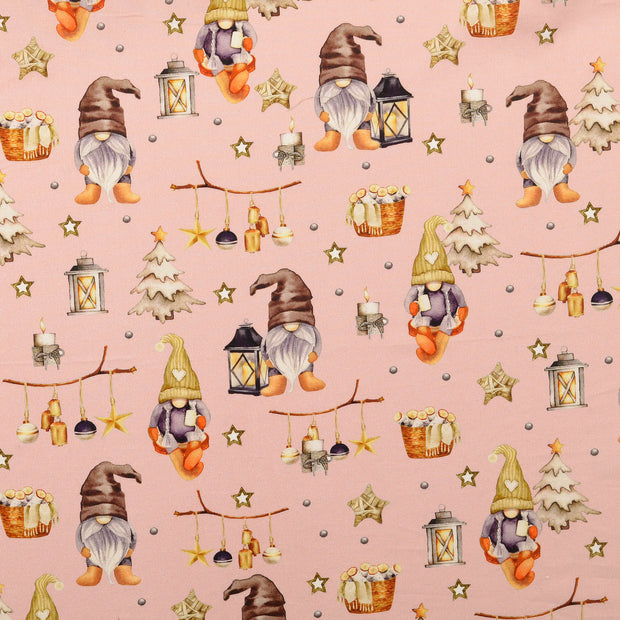 Cotton Poplin fabric Christmas Light Pink