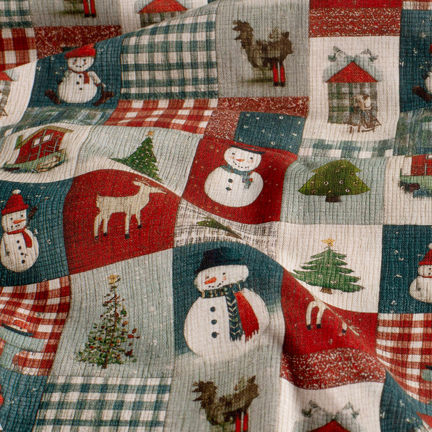 Cotton Poplin fabric Christmas Off White