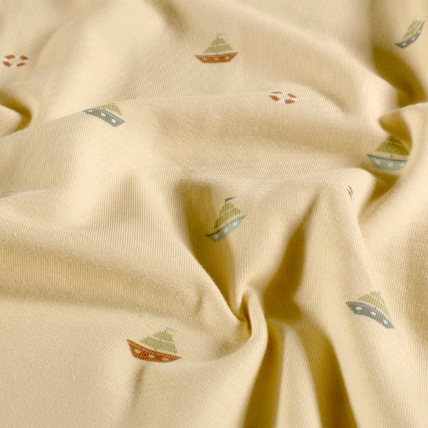 Jersey tissu voiliers Beige