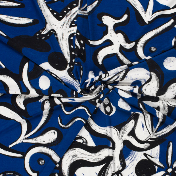 Viscose Vortex Jersey fabric Cobalt printed 