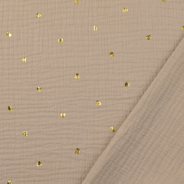 Muslin fabric Beige printed 