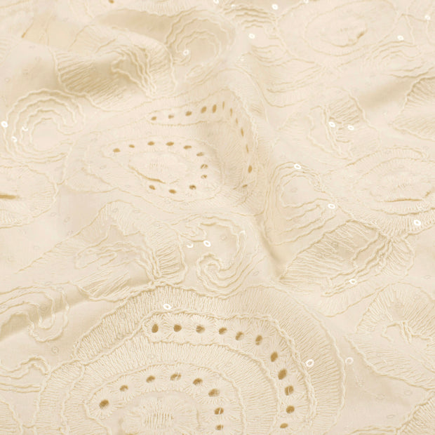  tissu fleurs Blanc cassé