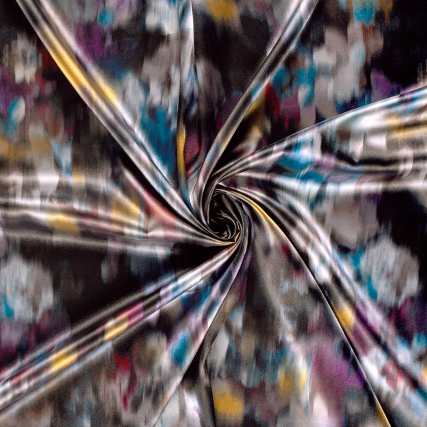 Satin fabric Steel Blue printed 