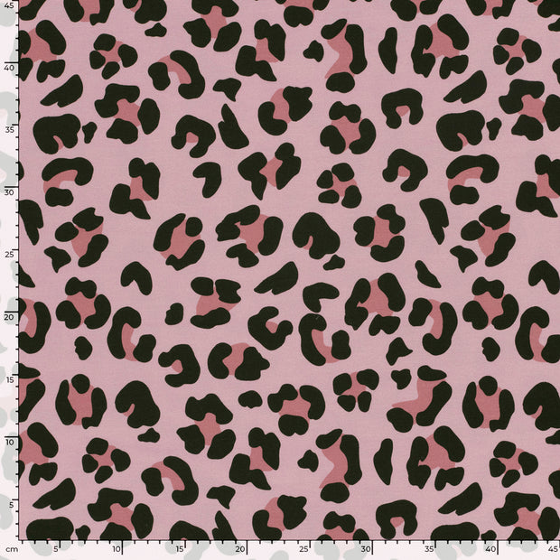 French Terry fabric Leopards Pink