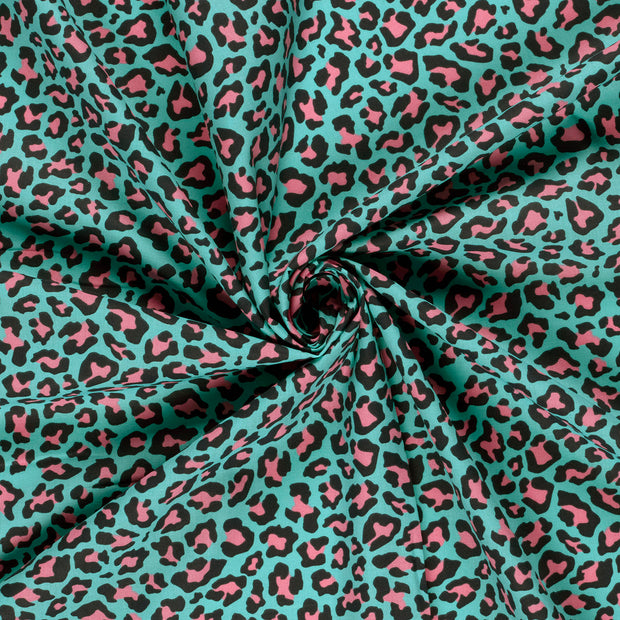 Cotton Poplin fabric Aqua printed 