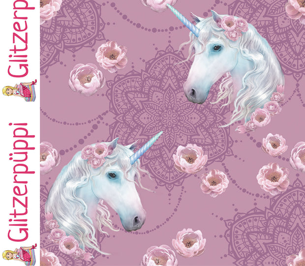 French Terry fabric Unicorn Old Pink