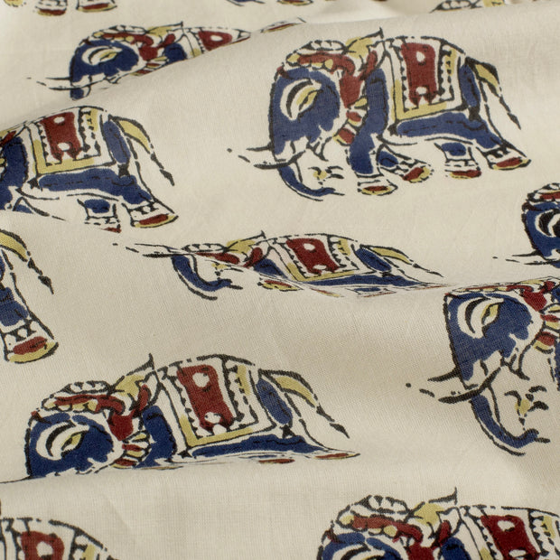 Voile fabric Elephants Beige
