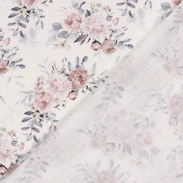 Muslin fabric Flowers digital printed 