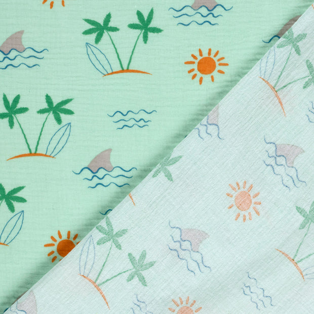 Muslin fabric Palmtrees printed 