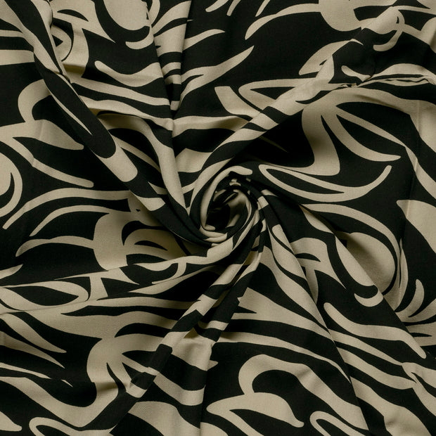 Viscose Twill fabric Black printed 