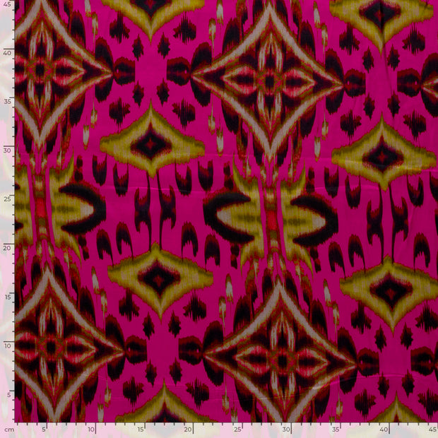 Viscose Satin fabric Abstract Fuchsia