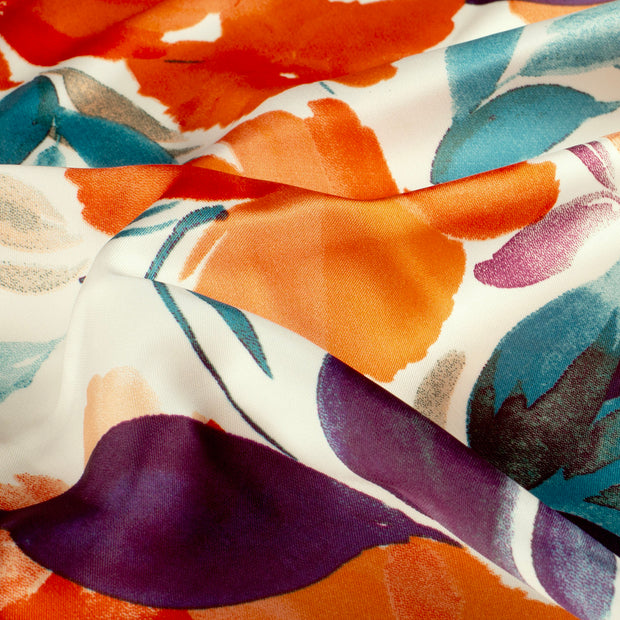 Satin Duchesse fabrik Blumen Orange