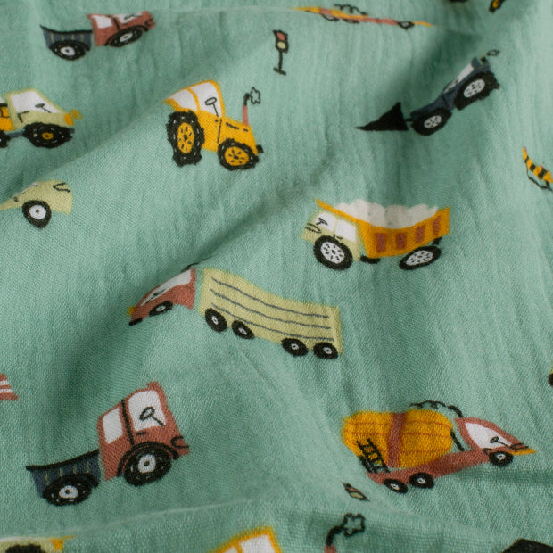 Muslin fabric Vehicles Indigo