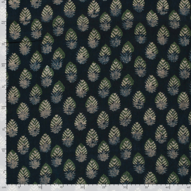 Voile fabric Paisley Indigo