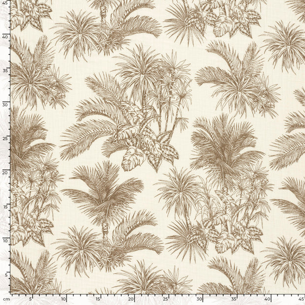 Muslin fabric Palmtrees Off White
