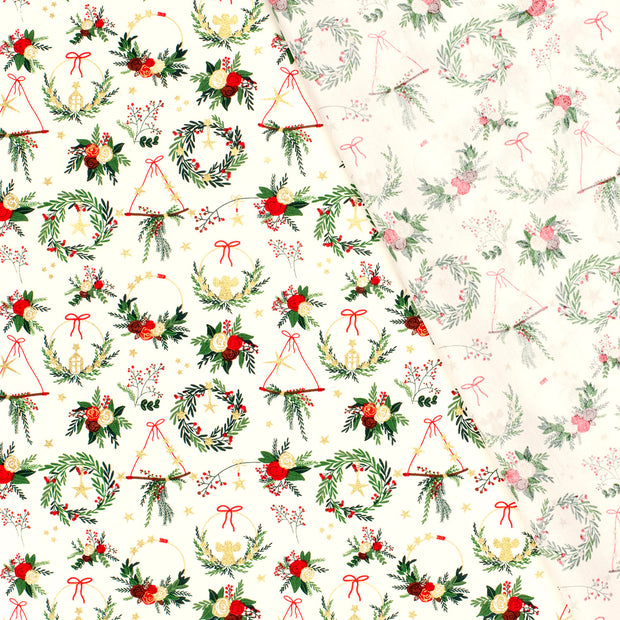 Cotton Poplin fabric Christmas printed and foil 
