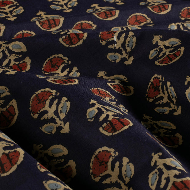 Voile fabrik Blumen Marine
