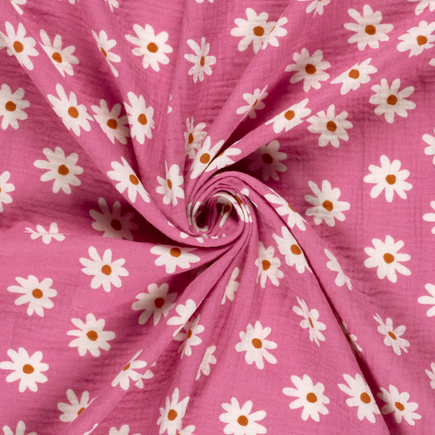 Muslin fabric Pink printed 